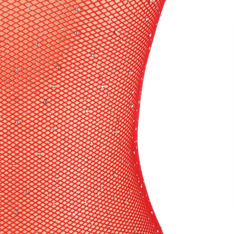 Комбінезон сітка зі стразами Star Night та відкритим доступом, червоний, XS-M вид 5