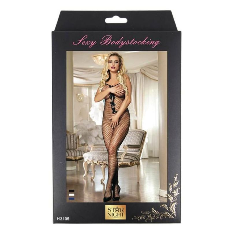 Комбинезон в большую сетку Star Night Fishnet Bowknot Bodystocking синий, XS-M вид 6