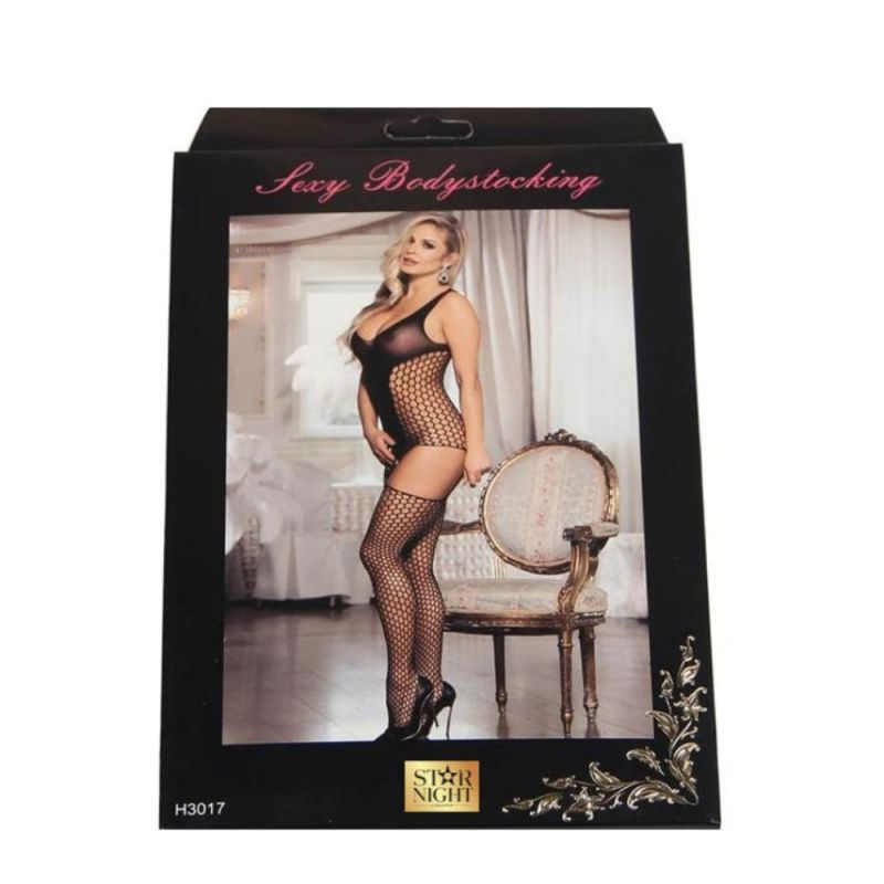 Комбинезон в сеточку с имитацией чулок Star Night черный, XS-M вид 5