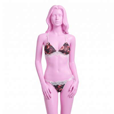Комплект Baci Lingerie, S/M, з квітковим візерунком, напівпрозорий, з мереживом
