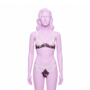Комплект Baci Lingerie с кружевом и открытым доступом, цветочный узор, S/M