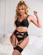 Комплект білизни чорний Star Night бюстьє+стрінги+пояс для панчох+гартери, S