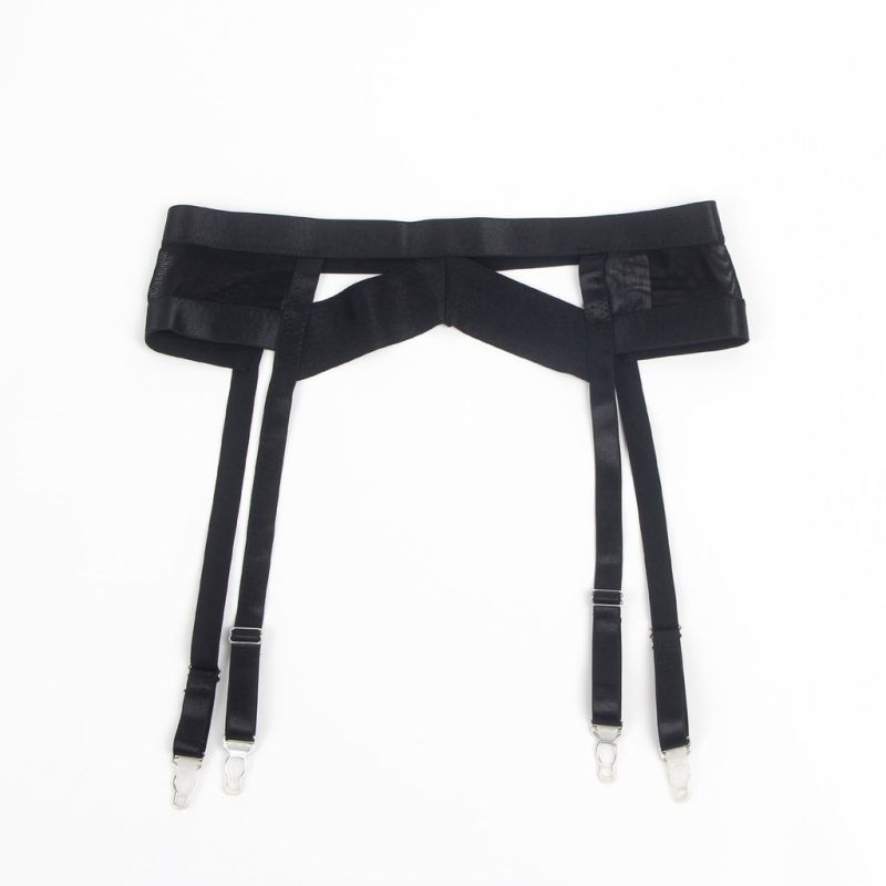 Комплект білизни чорний Star Night бюстьє+стрінги+пояс для панчох+гартери, S вид 5