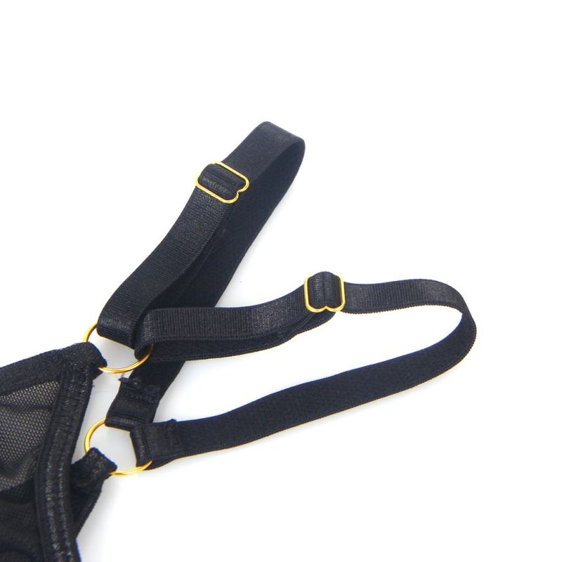 Комплект білизни чорний в сіточку Star Night з поясом та гартерами, M вид 9