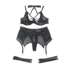 Комплект білизни чорний в сіточку Star Night з поясом та гартерами, M вид 5