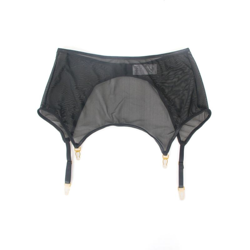 Комплект білизни чорний в сіточку Star Night з поясом та гартерами, XL вид 6