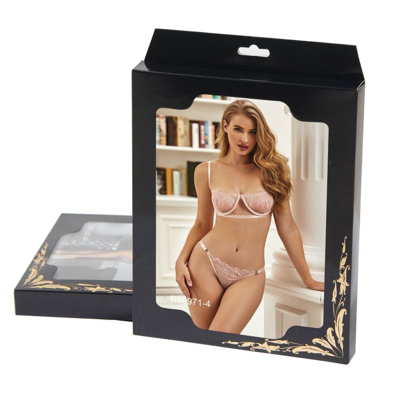 Комплект білизни з мереживом на кісточках Star Night ніжно-рожевий, XS/S вид 6