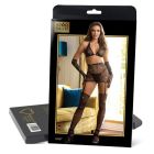 Комплект білизни в сіточку Star Night зі стразами та рукавичками, чорний XS-M вид 6