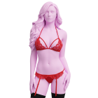 Комплект білизни мереживної BACI Lace Garter Set, червоний, One Size вид 2