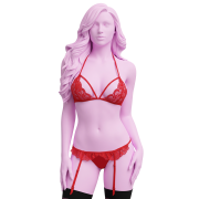 Комплект белья кружевной BACI Lace Garter Set, красный, One Size
