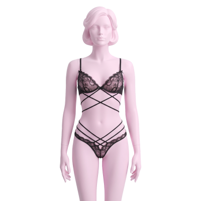 Комплект білизни SOFT BONDAGE BRA & PANTY SET BLACK, S/M
