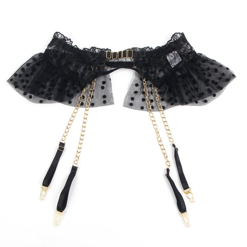Комплект чорної сексуальної мереживної білизни Star Night з поясом для панчіх, M (без коробки) вид 4