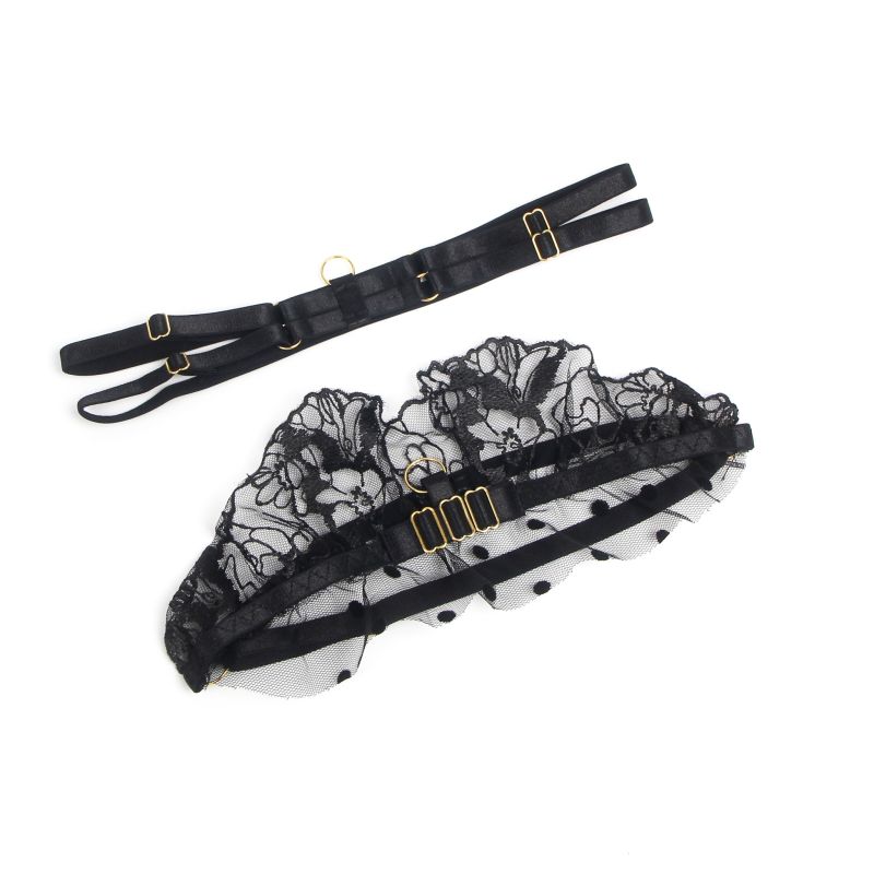 Комплект чорної сексуальної мереживної білизни Star Night з поясом для панчіх, M (без коробки) вид 5
