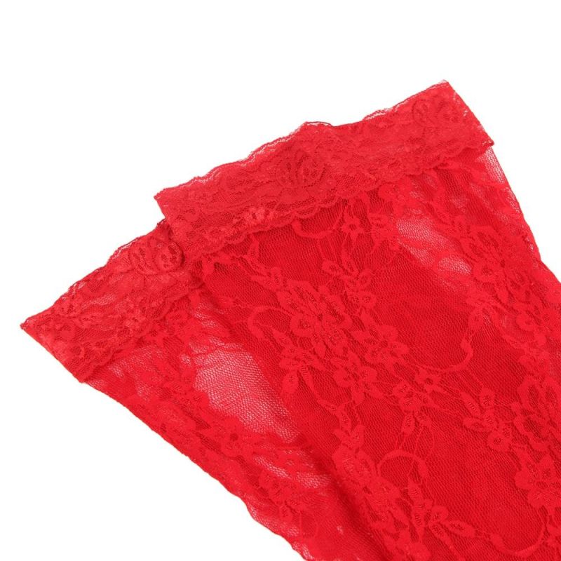 Комплект Star Night боді з коміром халтер та образним вирізом +панчохи, червоний вид 9