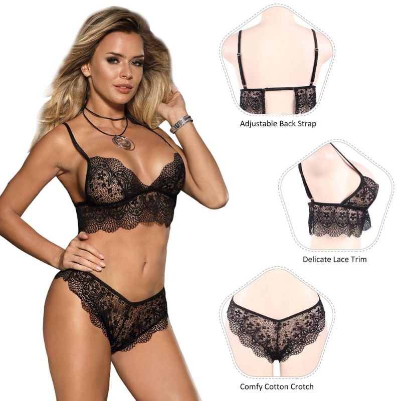 Комплект мереживної нижньої білизни Star Night чорний, M вид 5