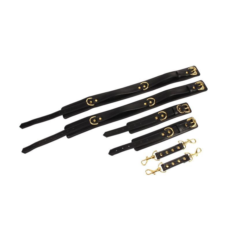 Комплект манжетов на запястья и бедра Chisa BEHAVE! Luxury Fetish черный вид 7