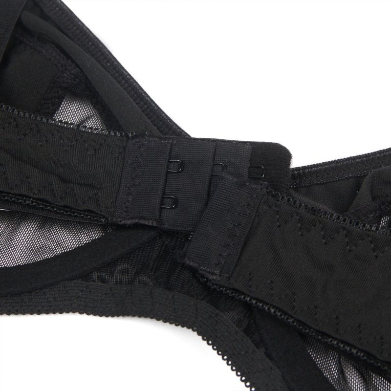 Комплект нижнего белья из черной сеточки Star Night с поясом для чулок и гартерами (без коробки) вид 13