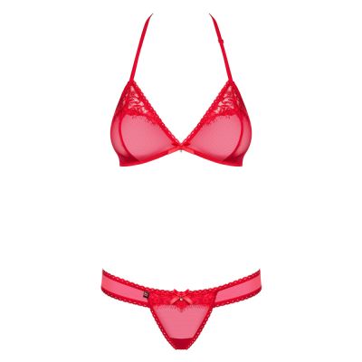 Комплект напівпрозорої білизни Obsessive 870-SET-3 червоний, L/XL