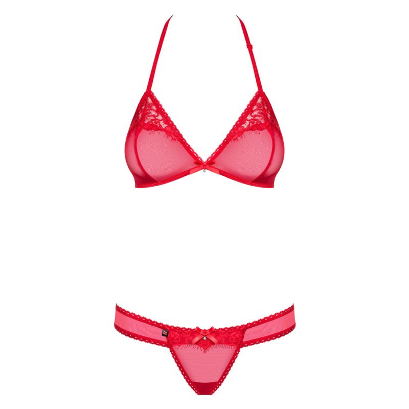 Комплект напівпрозорої білизни Obsessive 870-SET-3 червоний, L/XL вид 2