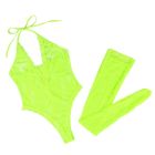 Комплект мереживний Star Night, боді з V-подібним вирізом та панчохи, салатовий вид 8