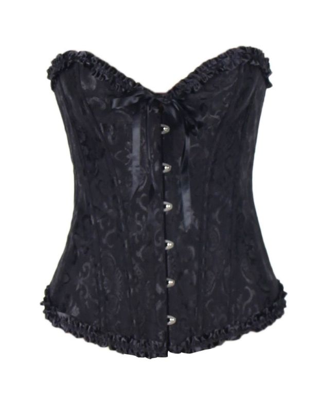 Корсет з квітковим принтом Star Night Corset Top з гачками та шнурівкою, чорний, S (без коробки) вид 6