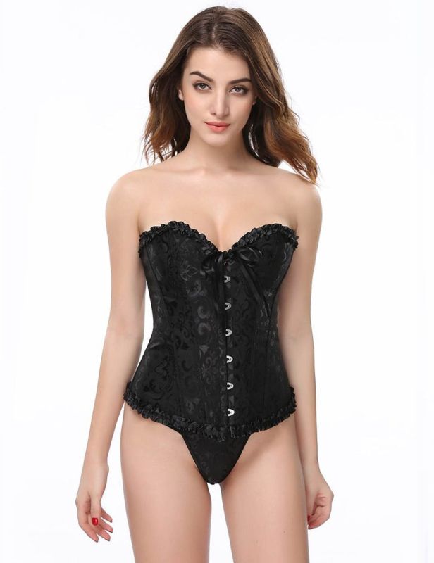 Корсет з квітковим принтом Star Night Corset Top з гачками та шнурівкою, чорний, S (без коробки) вид 3