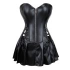 Корсет с юбкой Star Night Sexy Leather и трусиками в комплекте, черный, S вид 3