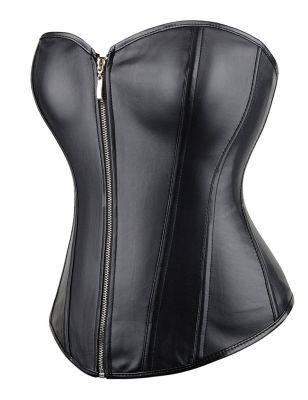 Корсет із застібкою блискавкою Star Night Sexy Leather та шнурівкою, чорний, M (без коробки)