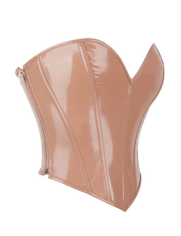 Корсет Star Night из лакированной кожи, на шнуровке, бежевый, M (без коробки) вид 10