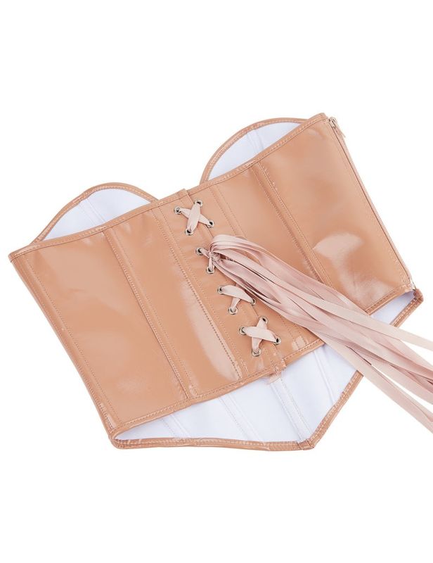 Корсет Star Night из лакированной кожи, на шнуровке, бежевый, M (без коробки) вид 12