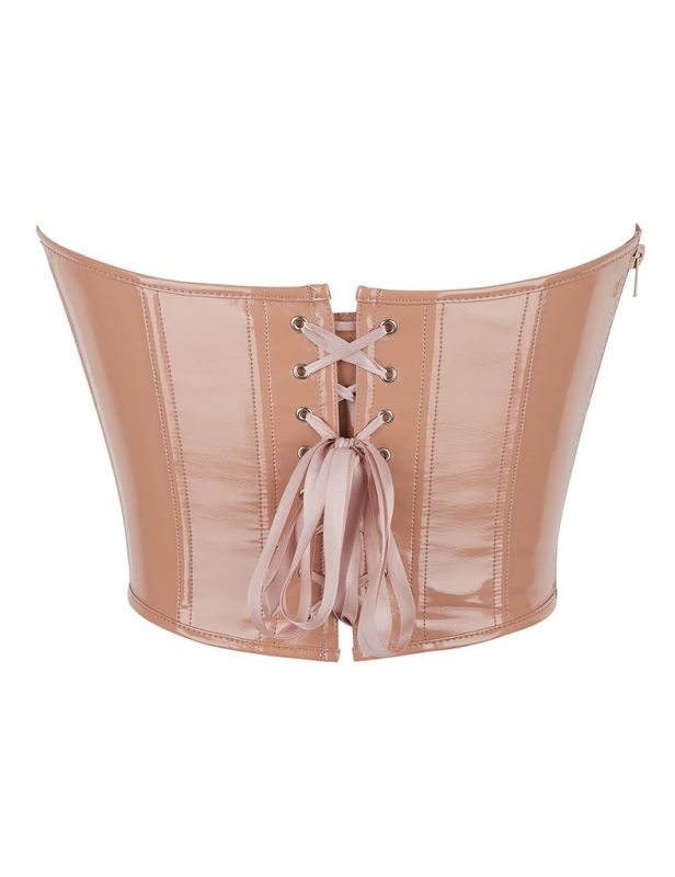 Корсет Star Night из лакированной кожи, на шнуровке, бежевый, M (без коробки) вид 11
