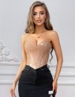 Корсет Star Night з лакованої шкіри, на шнурівці, бежевий, M (без коробки) вид 3