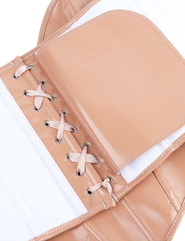 Корсет Star Night из лакированной кожи, на шнуровке, бежевый, M (без коробки) вид 14