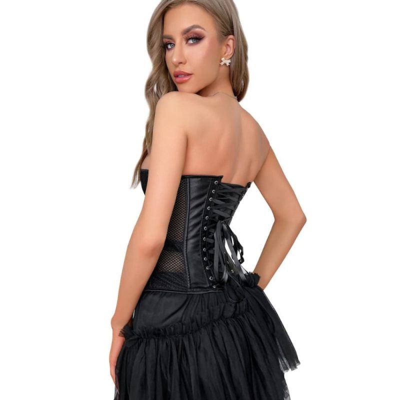 Корсет из сетки Star Night Grid Corset с крючками и шнуровкой, черный, L (без коробки) вид 3