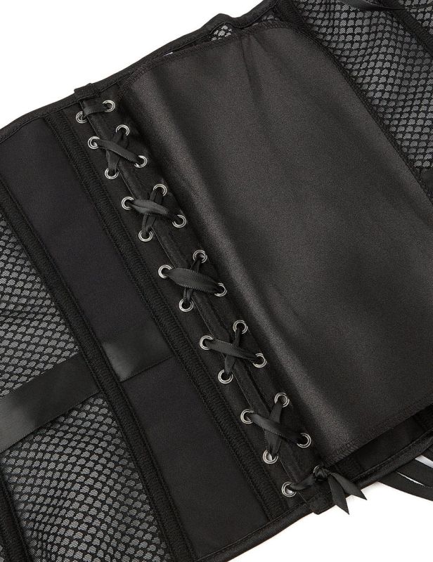 Корсет из сетки Star Night с крючками и шнуровкой, черный, M (без коробки) вид 10