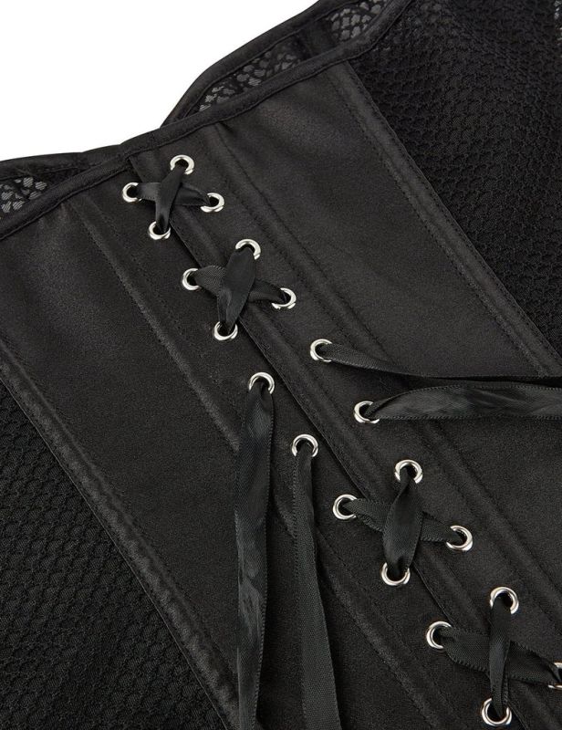 Корсет из сетки Star Night с крючками и шнуровкой, черный, S (без коробки) вид 11