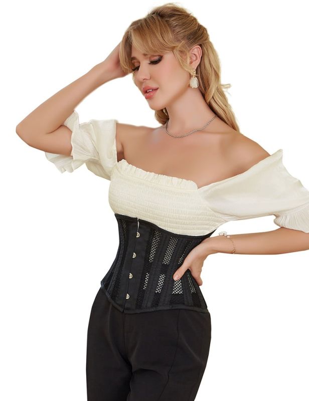 Корсет из сетки Star Night Steel Bones Grid Corsets с крючками и шнуровкой, черный, XL (без коробки) вид 4