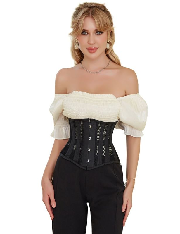 Корсет из сетки Star Night Steel Bones Grid Corsets с крючками и шнуровкой, черный, XL (без коробки) вид 3