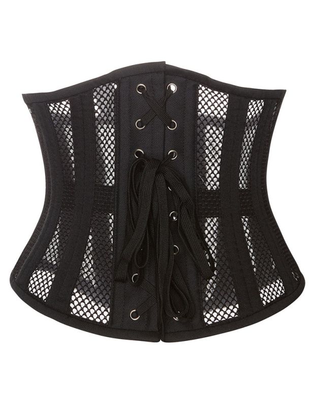 Корсет из сетки Star Night Steel Bones Grid Corsets с крючками и шнуровкой, черный, XL (без коробки) вид 8