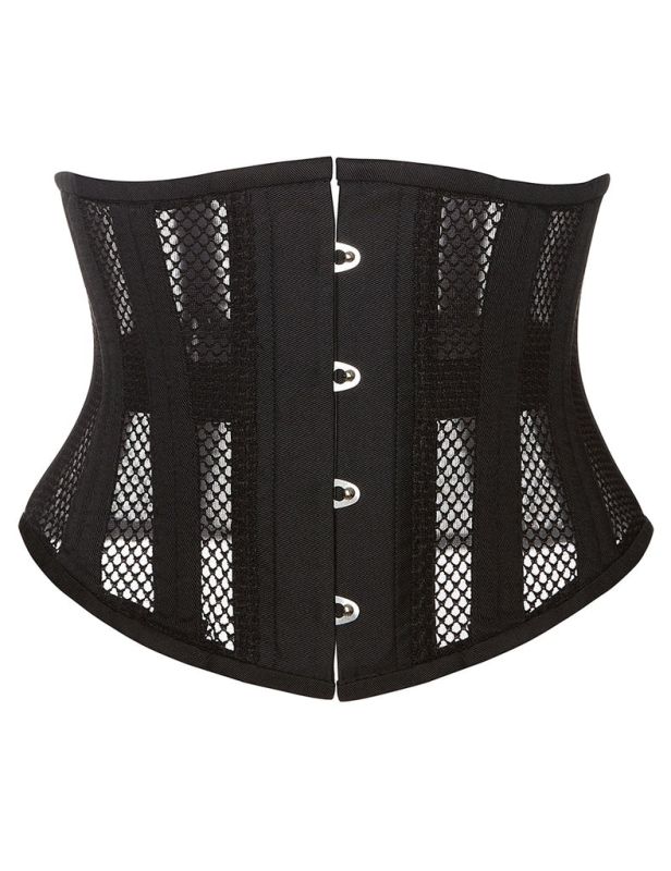 Корсет из сетки Star Night Steel Bones Grid Corsets с крючками и шнуровкой, черный, XL (без коробки) вид 6