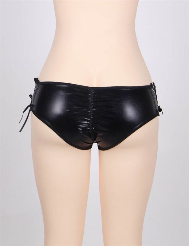 Трусики з вінілу Star Night з відкритим доступом, чорний, XS-S вид 7