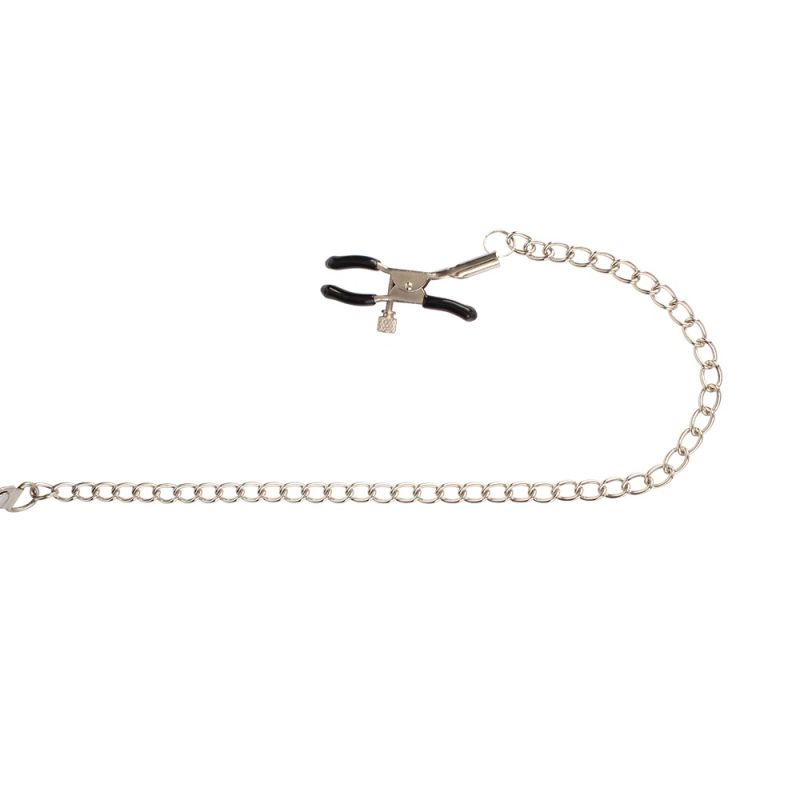 Кляп с кольцом и зажимами для сосков Chisa BEHAVE! Luxury Fetish черный вид 7