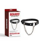 Нашийник з декоративним серцем та сріблястим ланцюжком Chisa BEHAVE! Luxury Fetish чорний вид 2