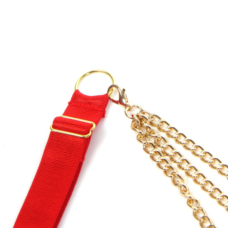 Красный комплект белья в сеточку Star Night с цепочками и сердцами, L вид 13