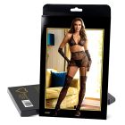 Червоний секс-комплект у сіточку зі стразами Star Night пояс з підв'язками, рукавички та панчохи, M вид 8