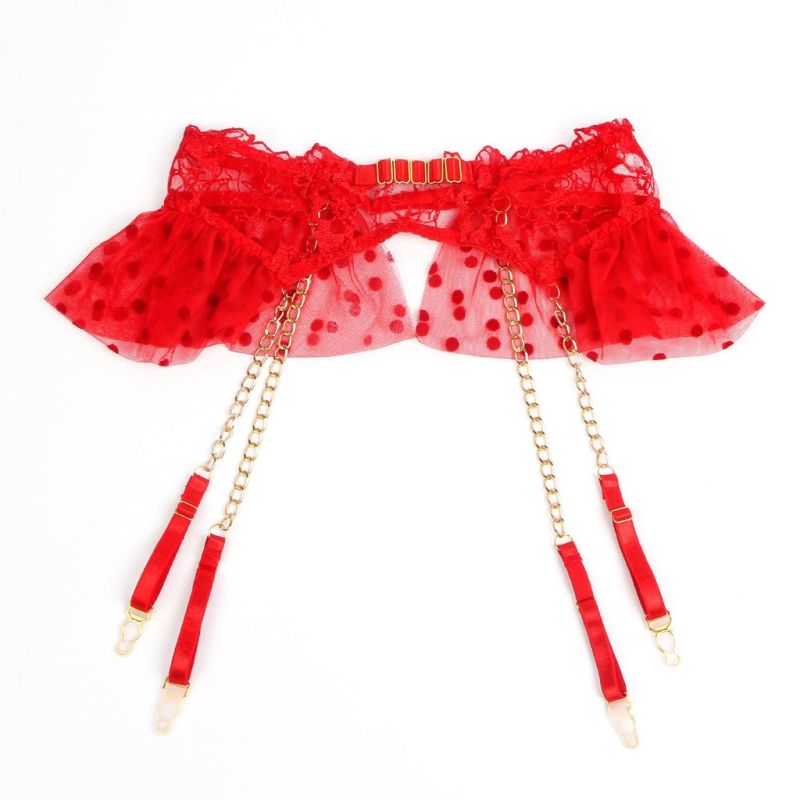 Червоний сексуальний мереживний комплект білизни Star Night 4 предмети, M (без коробки) вид 4