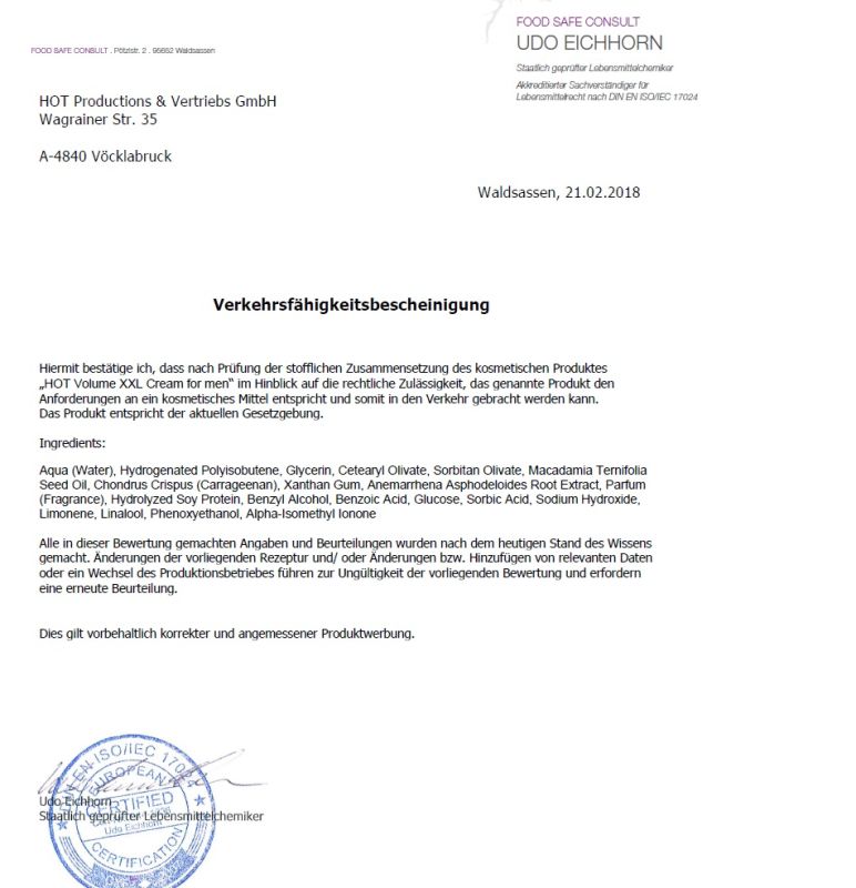 Эрекционный крем с эффектом увеличения объёма HOT XXL Enhancement Cream for men, 50 мл вид 6