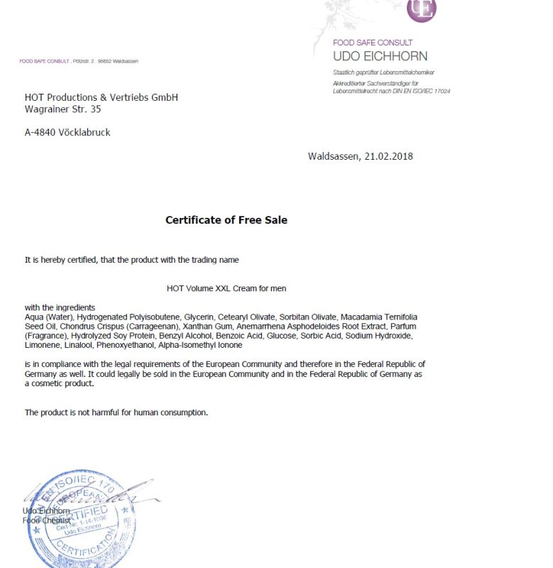 Эрекционный крем с эффектом увеличения объёма HOT XXL Enhancement Cream for men, 50 мл вид 7