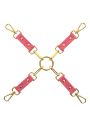 Хрестоподібний фіксатор для бондажу Taboom Malibu Hogtie з карабінами та кільцем, рожевий