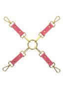 Хрестоподібний фіксатор для бондажу Taboom Malibu Hogtie з карабінами та кільцем, рожевий